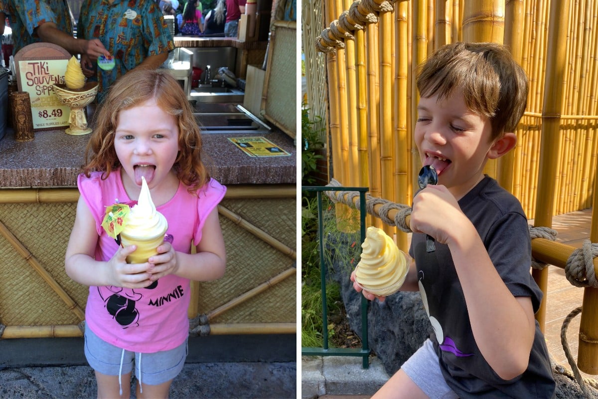 Kids Eating Dole Whip at Disneyland