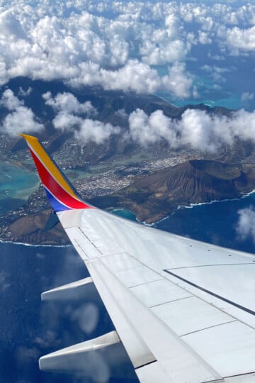 Southwest Airlines Plane Flying over Diamond Head in Oahu in Hawaii Square