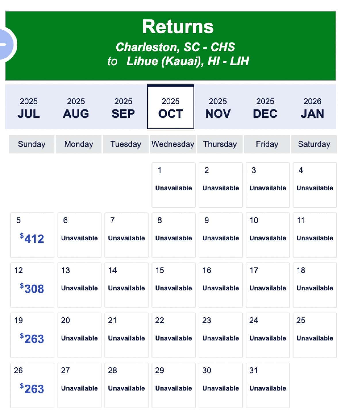 Southwest Screenshot - Limited Hawaii Flight Connections to and from East Coast