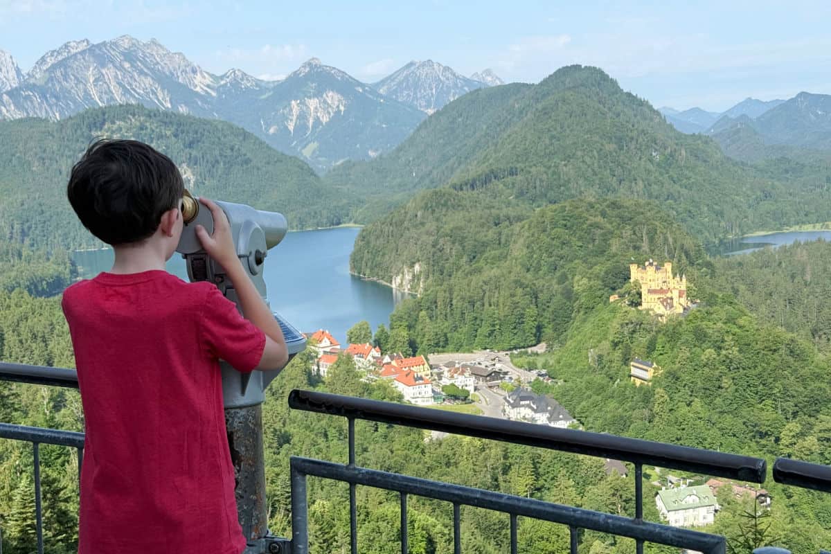 Child at Hohenschwangau Castle Overlook in Germany