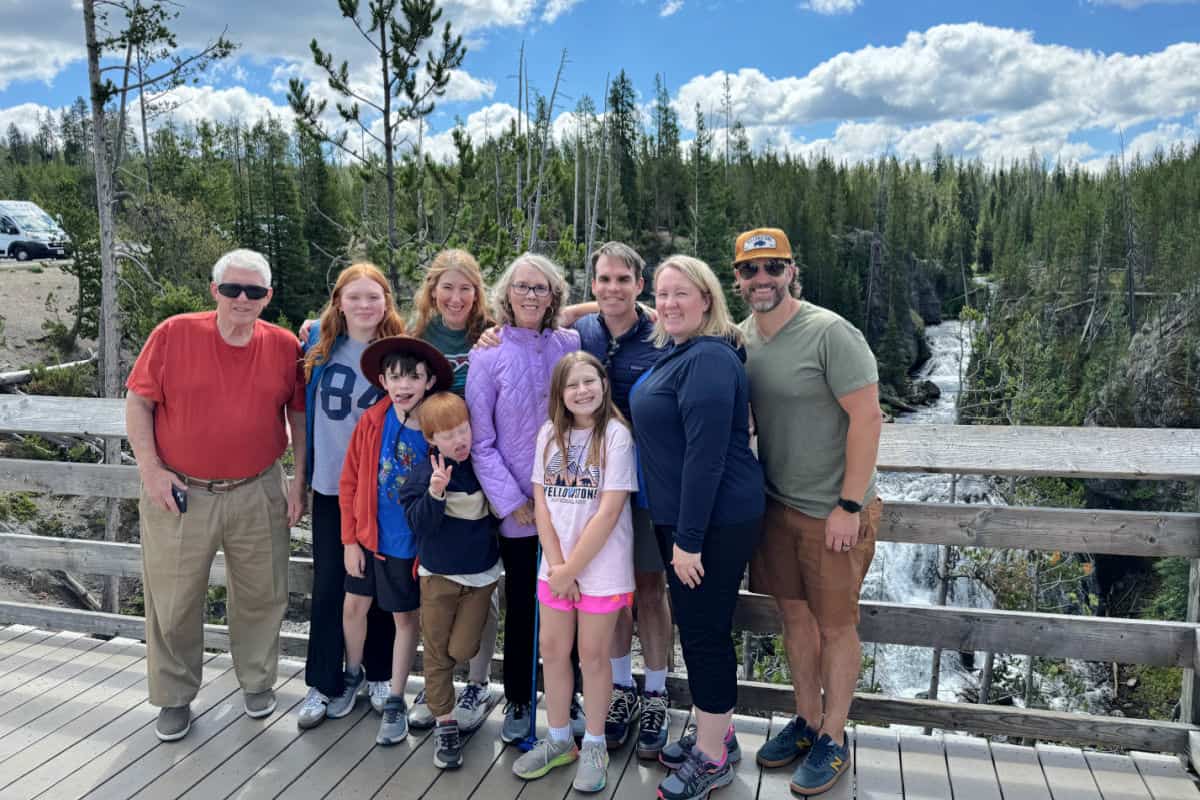 Extended Family at Kepler Falls in Yellowstone