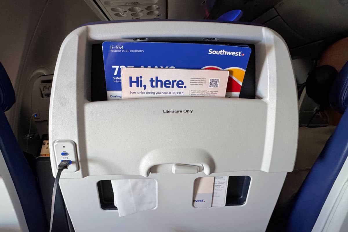 Southwest Airlines Seat Back