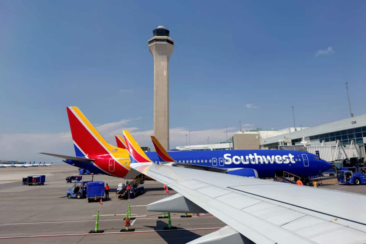 Southwest Planes and Control Tower at DEN Airport
