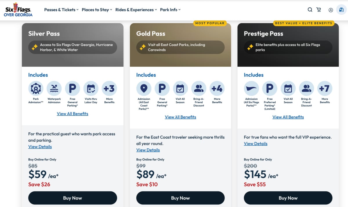 Six Flags over Georgia Season Pass Prices