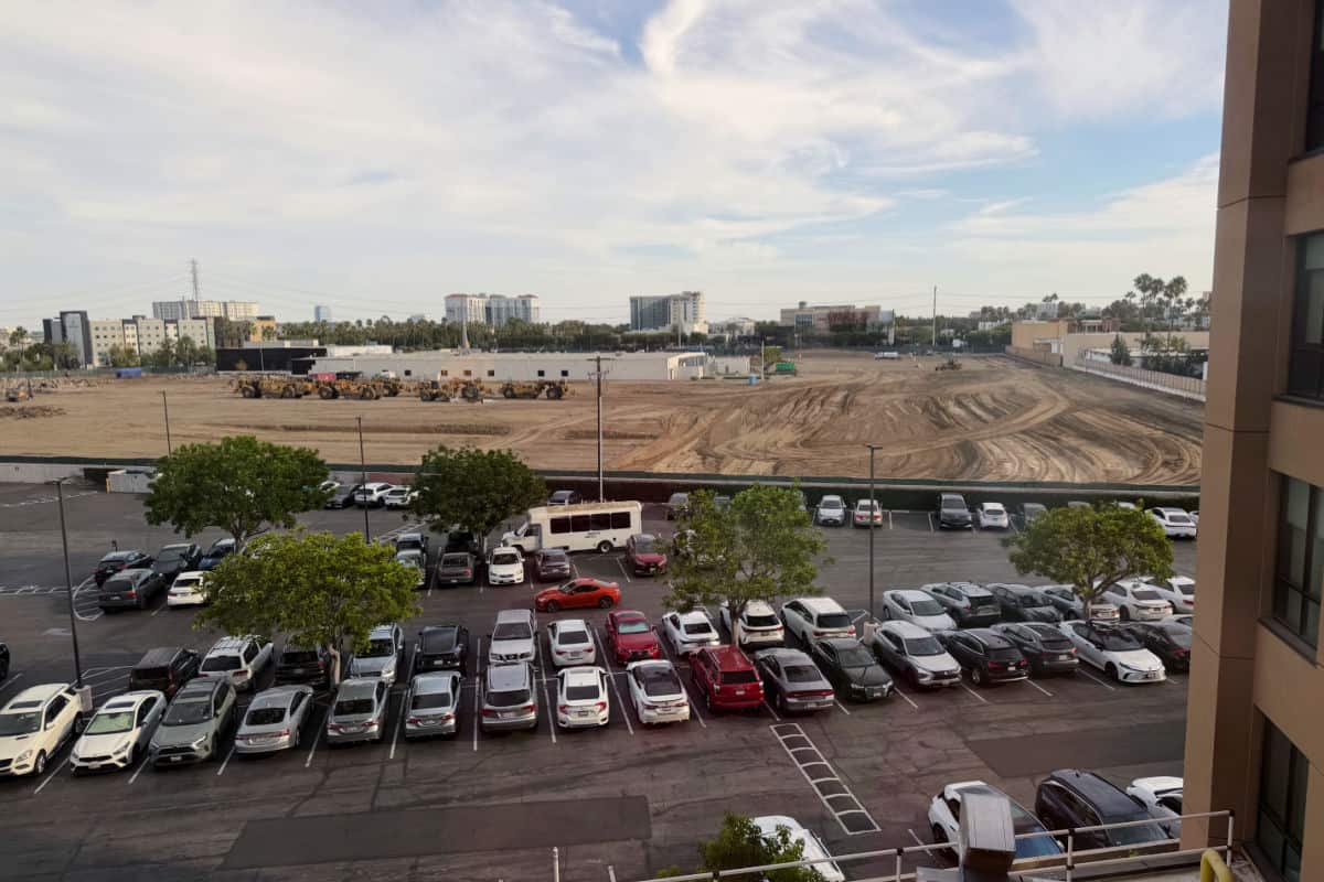 Disneyland Eastern Gateway Parking Lot Construction View from Hilton Garden Inn Anaheim August 2026