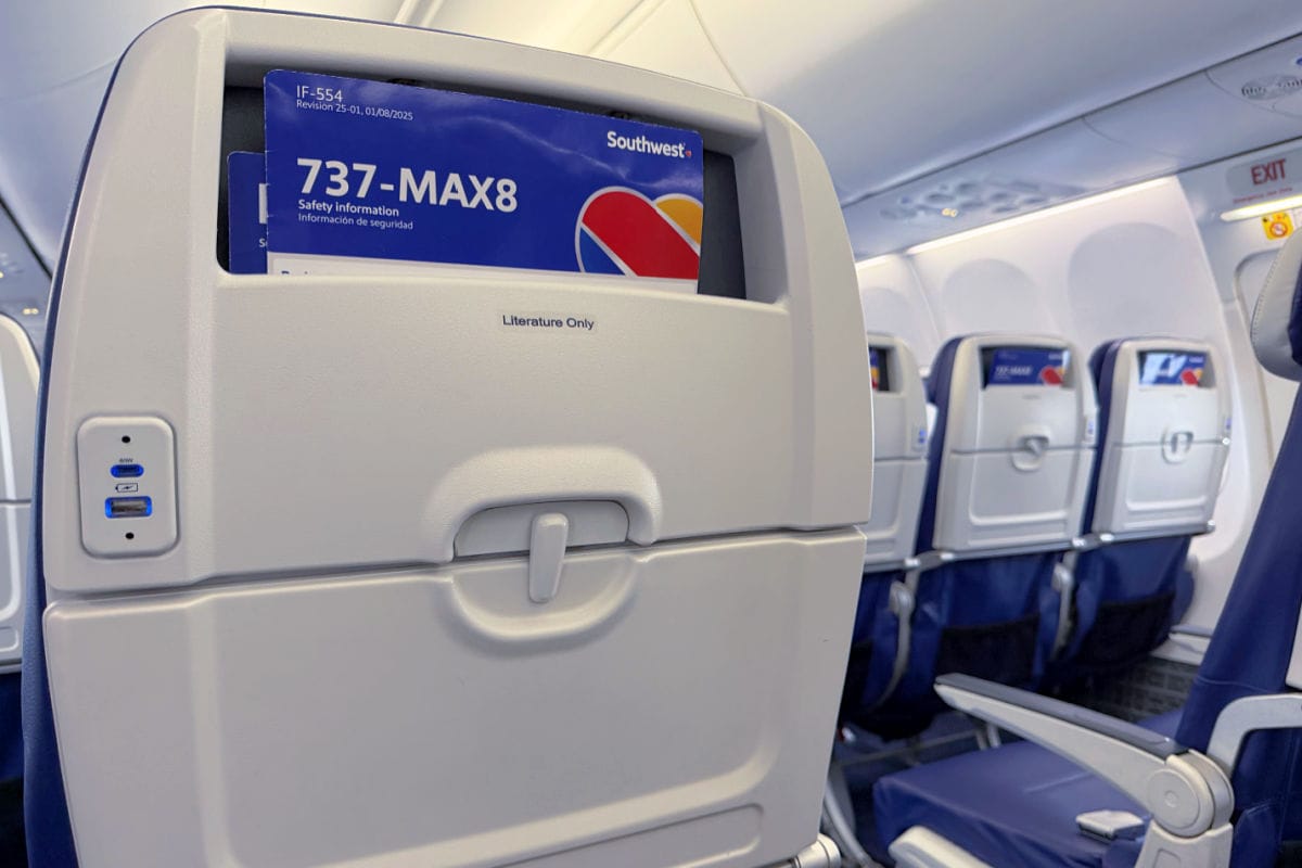 Southwest Airlines Tray Table and Seats 737-MAX8